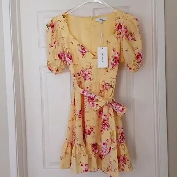NWT Likely Quinn Snapdragon Floral Mini Dress Puff Sleeve Sweetheart S - Picture 4 of 10